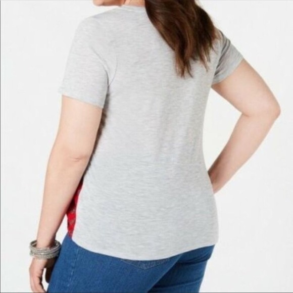 NEW Style & Co Plus Size Blouse Patchwork Top Short Sleeve Women’s Plus 3X - Picture 3 of 7